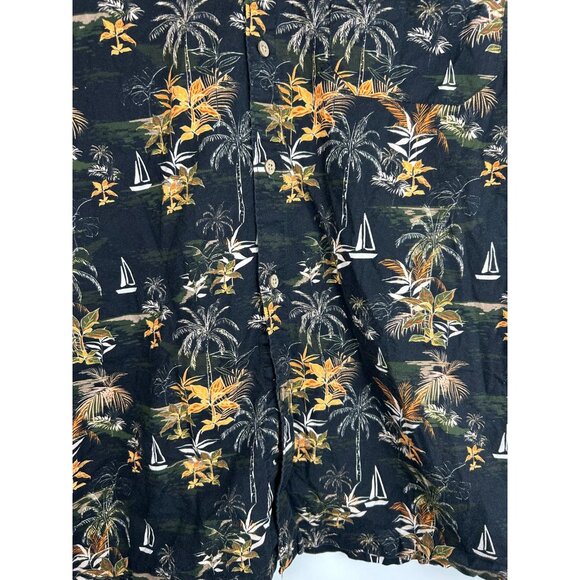 R-Options Men's Hawaiian Style Black Tropical Button-Up Shirt XL 100% Cotton - Picture 8 of 11